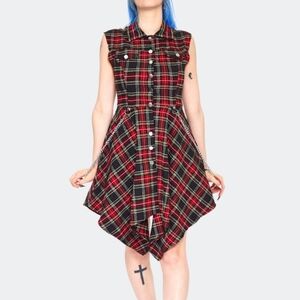 Plaid Midi Dress with Chain Detail